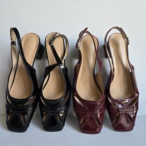 Elegant Black and Burgundy Slingback Size 41 Two Pairs
